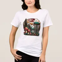 Pop Art Mushrooms and Disc Golf Course Ai Art Tri-Blend Shirt