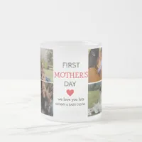 Simple First Mother’s Day Photo Collage Frosted Glass Coffee Mug