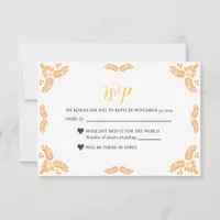 Mexican Talavera Yellow Floral Minimalist Wedding RSVP Card