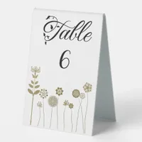 Elegant Timeless Soft Gold Floral Minimalism Table Tent Sign