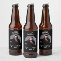 Black white photo DAD father Beer Bottle Label