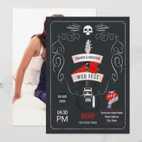 Rock and Roll Wedding chalkboard photo Invitation