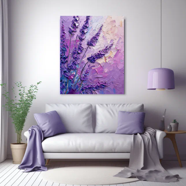 Lavender Flowers Abstract Oil Painting Print