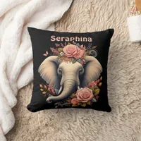 Floral dawn elephant art throw pillow