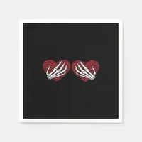 Red Heart Skeleton Hands Classic Design Napkins