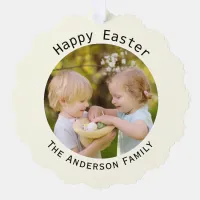 Happy Easter Ivory Cream Custom Photo Decoration Ornament Card