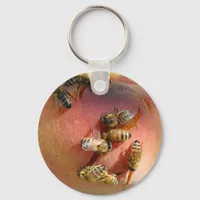 A Peach For The Bees Keychain