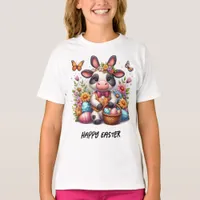 Adorable Easter Cow Bunny with Eggs T-Shirt