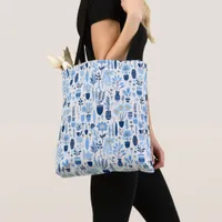 Shades of Blue, White, Yellow Container Plants  Tote Bag