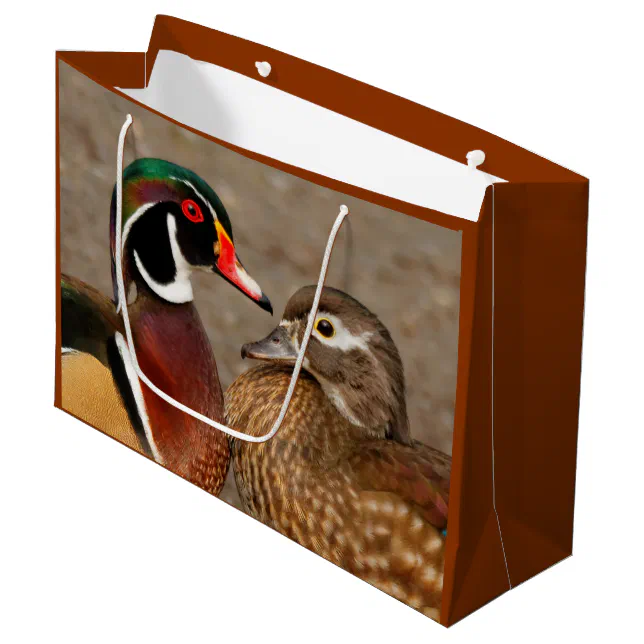 Beautiful Touching Moment Between Wood Ducks Large Gift Bag