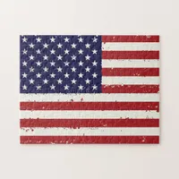 Patriotic USA Flag - American Flag Red White Blue Jigsaw Puzzle