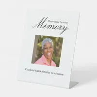 Birthday photo share a memory pedestal sign
