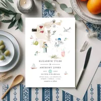 Watercolor Map of Greece Destination Wedding Invitation