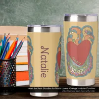 Heart the Beat: Doodles for Music Lovers: Orange Insulated Tumbler