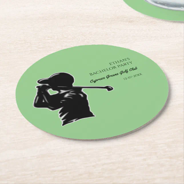 Golfer Bachelor Party Golfing trip Classic Stylish Round Paper Coaster