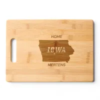 Iowa Map Outline State Text Add Name Bamboo Wood Engraved Cutting Board