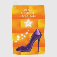 Purple Glitter High Heel Shoe on Orange | Golf Towel