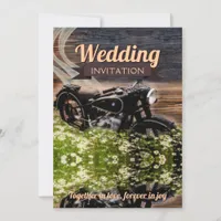 Rustic Vintage Motorbike Wedding 5x7 Invitation