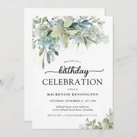 Chic Eucalyptus Greenery Birthday Celebration Invitation