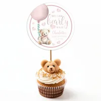 Bearly Wait Pink Teddy Bear Baby Shower Sticker