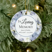 Blue Hydrangea Watercolor Memorial Keepsake  Ceramic Ornament