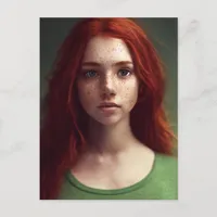 Red haired Freckle Faced Girl Postcard