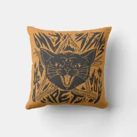 Black Cat Halloween Throw Pillow