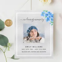 Silver blue floral photo funeral program