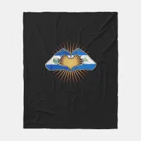 El Salvador And Nicaragua Heart Hands Minimal Fleece Blanket