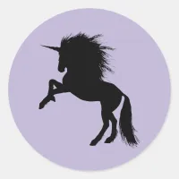 Proud Black Unicorn Silhouette Fantasy Animal, ZKA Classic Round Sticker