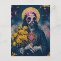 Mary Magdalene in a pink gas mask Postcard