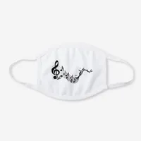 Musical Symbol Treble Clef in Black and White White Cotton Face Mask