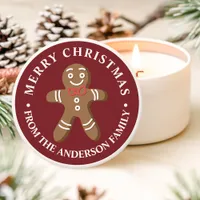 Gingerbread Man Red Merry Christmas Mini Candle Favors