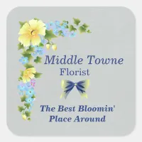 Yellow Buttercups and Blue Iris Square Stickers