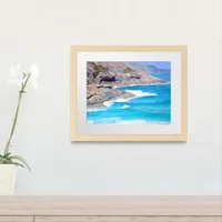 Picturesque Seascape Gentle Waves Cliffs Photo Framed Art