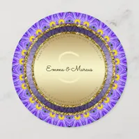 Purple Boho Floral Round Wedding Menu Cards