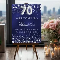 70th Birthday blue silver stars welcome party Foam Board