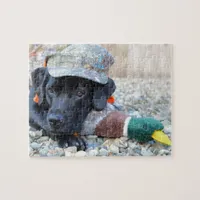 Black Labrador Retriever Cute Duck Hunting Dog Jigsaw Puzzle