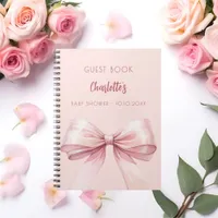 Guest book Baby Shower blush pink bow girl