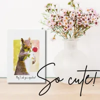 Cute Squirrel with Red Rose Watercolor Valentine's Holiday Card