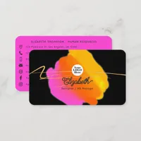 Hot-Pink Neon and Faux Gold Glitter Business Card