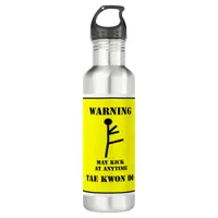 Martial Arts Taekwondo Kick Warning Water Bottle