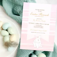 Pink Easter Brunch & Egg Hunt Invite with Bunny