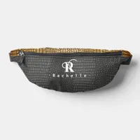 Monogram Black and Gold Faux Snake Skin Fanny Pack