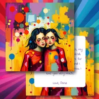 Mother and Daughter Abstract Art Mother's Day Card