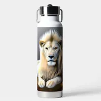Mystical White Lion AI Art Water Bottle