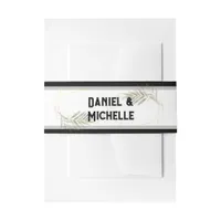 Modern Arched Black Gold Wedding Botanical Theme Invitation Belly Band