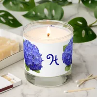 Blue Hydrangea Flower Botanical Art Personalized Scented Candle