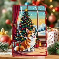 A Cute Festive Corgi Christmas Medium Gift Bag
