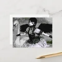 Swan and Ballerina Black and White Postcard